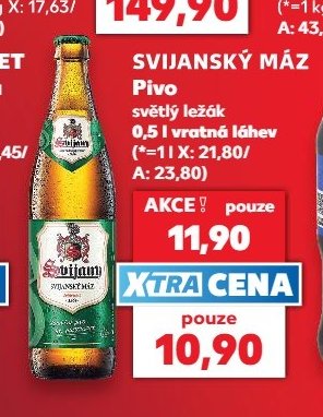 SVIJANSKÝ MÁZ Pivo světlý ležák 0,5 l vratná láhev