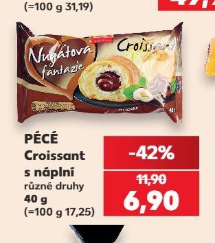 Pécé Croissant s náplní různé druhy