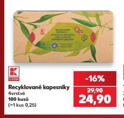 Recyklované kapesníky 4vrstvé 100 kusů