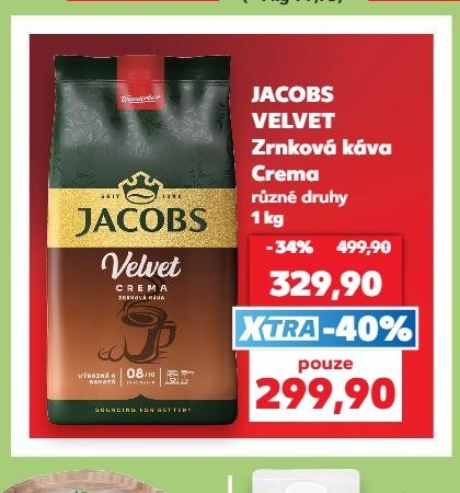 JACOBS VELVET Zrnková káva Crema