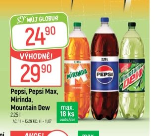 Pepsi, Pepsi Max, Mirinda, Mountain Dew