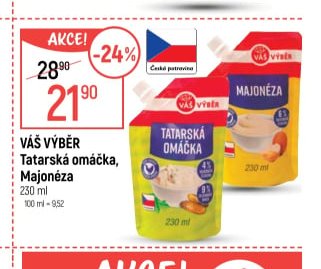 Váš Výběr Tatarská omáčka, Majonéza