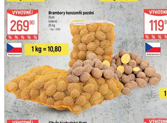 Brambory konzumní pozdní žluté