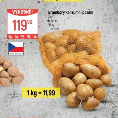 Brambory konzumní pozdní žluté