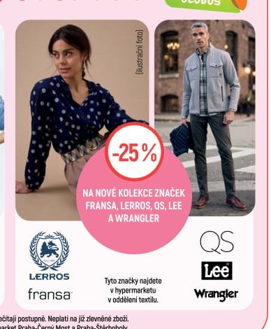 Kolekce značek Fransa, Lerros, QS, Lee a Wrangler