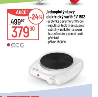 Jednoplotýnkový elektrický vařič EV 1512