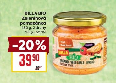 BILLA BIO Zeleninová pomazánka