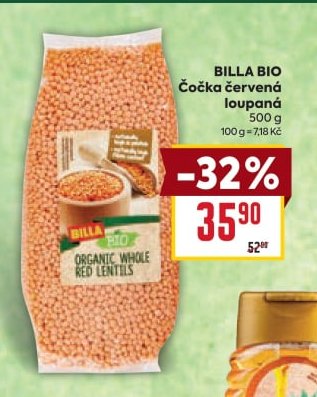 BILLA BIO Čočka červená loupaná