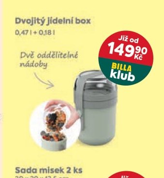 Dvojitý jídelní box 0,47 l + 0,18 l