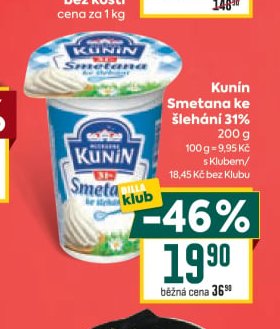 Kunín Smetana ke šlehání 31 %