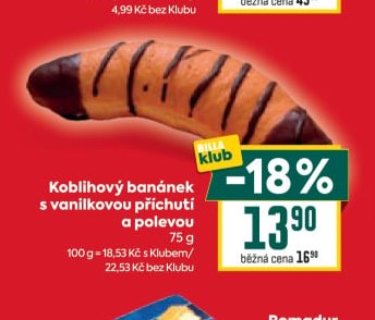Koblihový banánek s vanilkovou příchutí a polevou