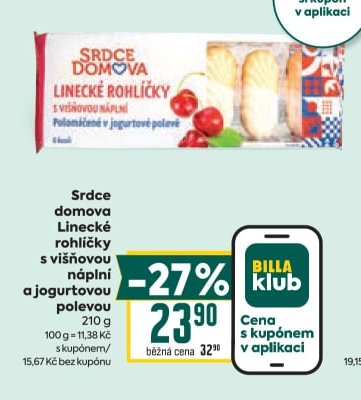 Srdce domova Linecké rohlíčky s višňovou náplní a jogurtovou polevou