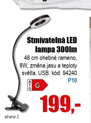 Stmívatelná LED lampa 300lm