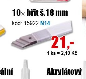10x břit š. 18 mm
