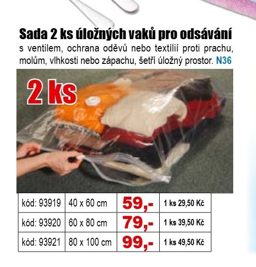 Sada 2 ks úložných vaků pro odsávání