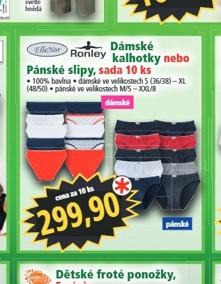Dámské kalhoty nebo Pánské slipy, sada 10 ks