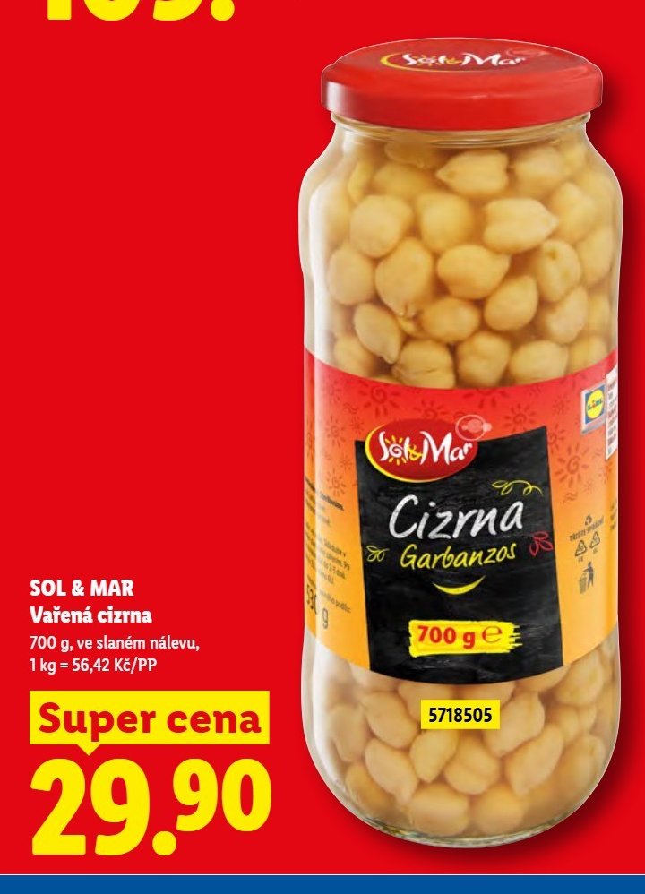 SOL & MAR Vařená cizrna 700 g