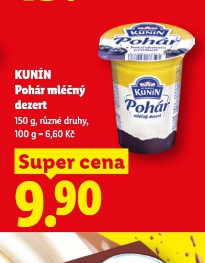 KUNÍN Pohár mléčný dezert