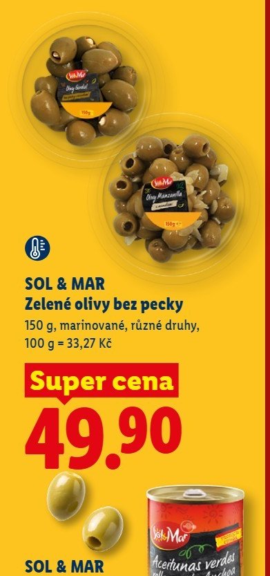 SOL & MAR Zelené olivy bez pecky