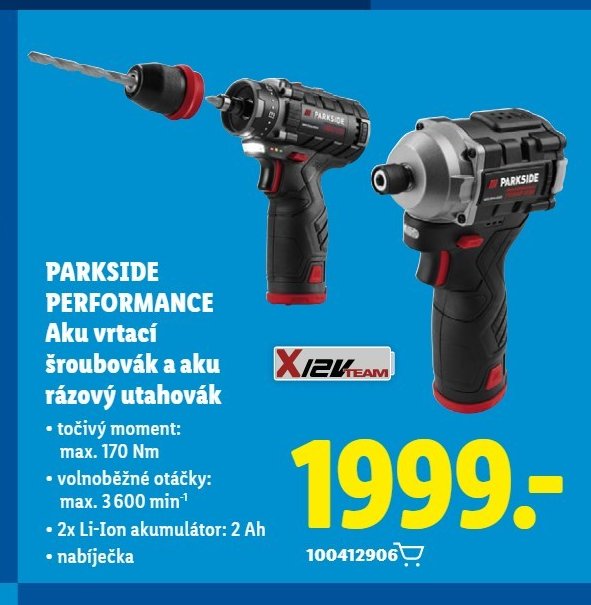 PARKSIDE PERFORMANCE Aku vrtací šroubovák a aku rázový utahovák