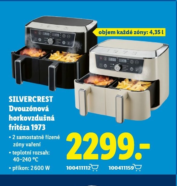 SILVERCREST Dvouzónová horkovzdušná fritéza 1973