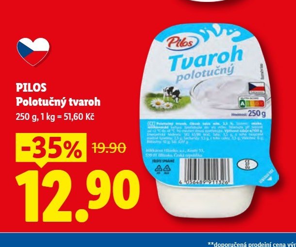 PILOS Polotučný tvaroh