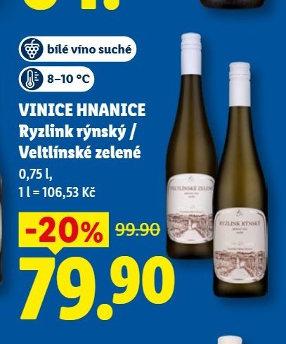 VINICE HNANICE Ryzlink rýnský / Veltlínské zelené, 0,75 l