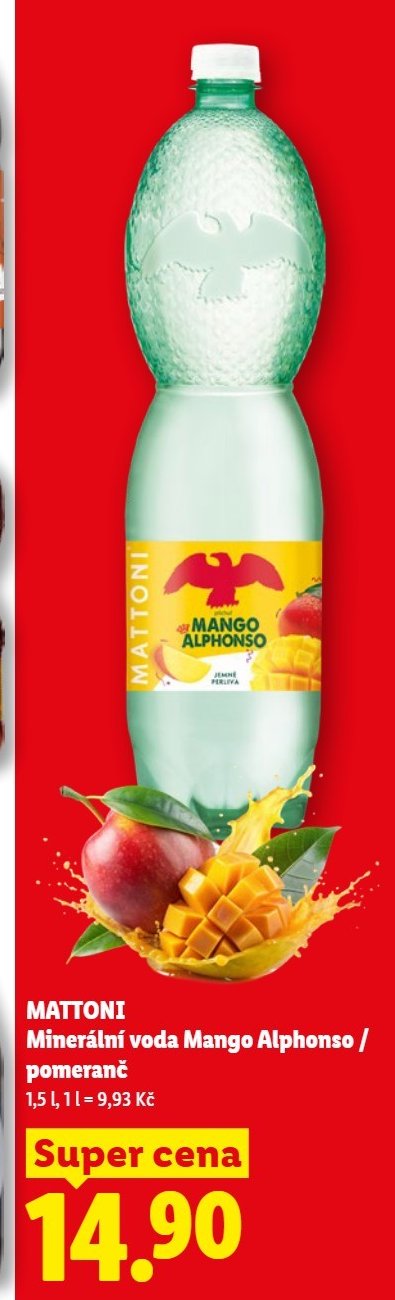 Mattoni Minerální voda Mango Alphonso / pomeranč