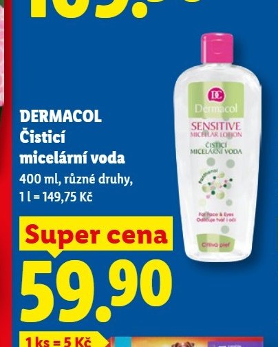 DERMACOL Čisticí micelární voda