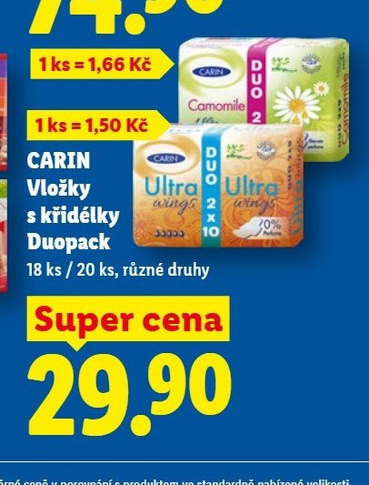 CARIN Vložky s křidélky Duopack