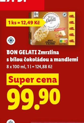 BON GELATI Zmrzlina s bílou čokoládou a mandlemi