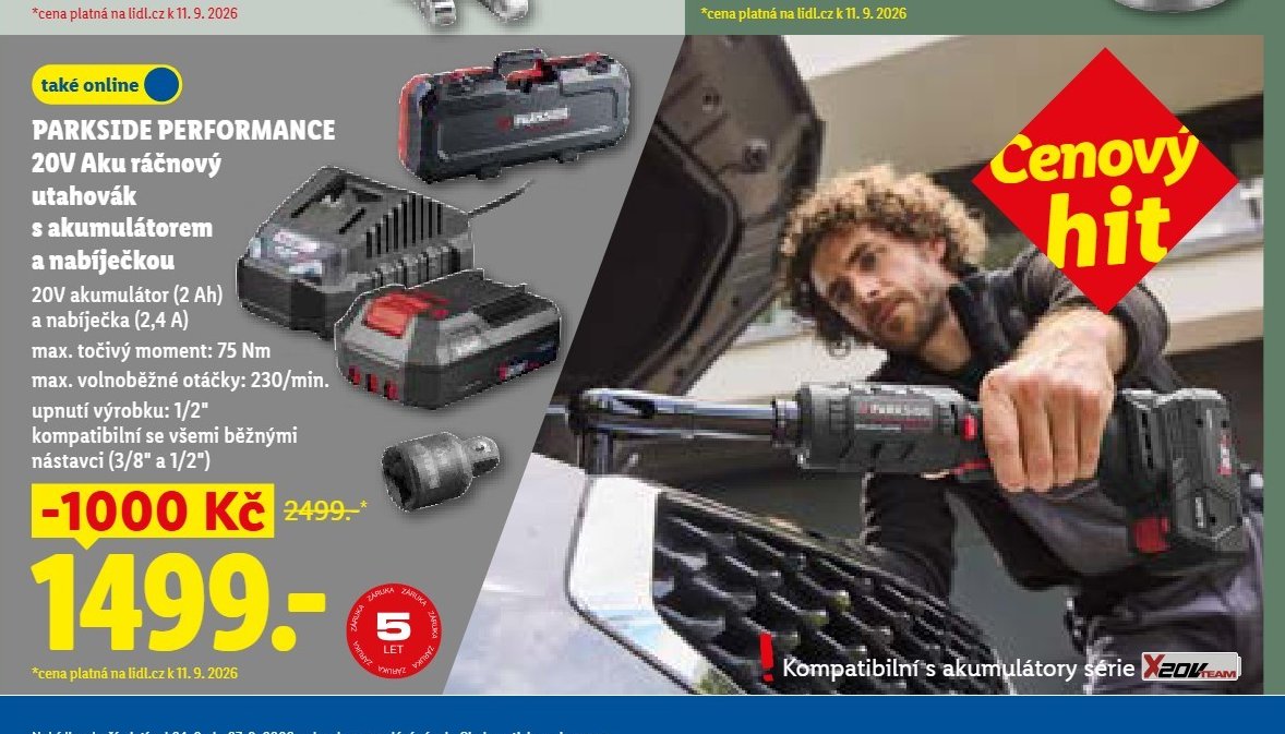 PARKSIDE PERFORMANCE 20V Aku ráčnový utahovák
