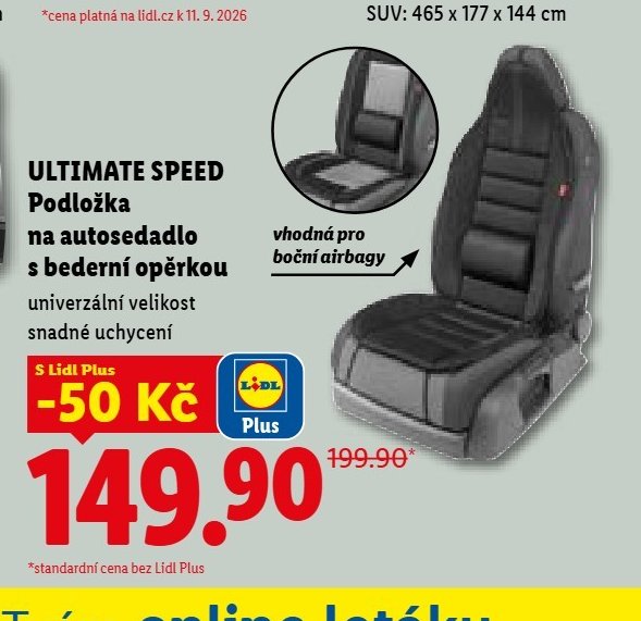 ULTIMATE SPEED Podložka na autosedadlo s bederní opěrkou