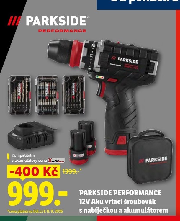 PARKSIDE PERFORMANCE 12V Aku vrtací šroubovák s nabíječkou a akumulátorem