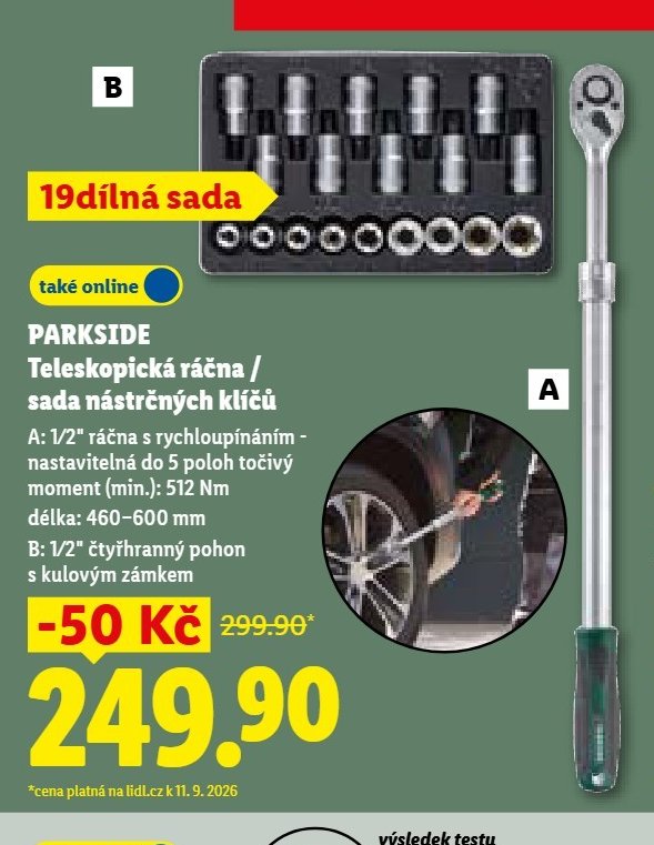 PARKSIDE Teleskopická ráčna / sada nástrčných klíčů