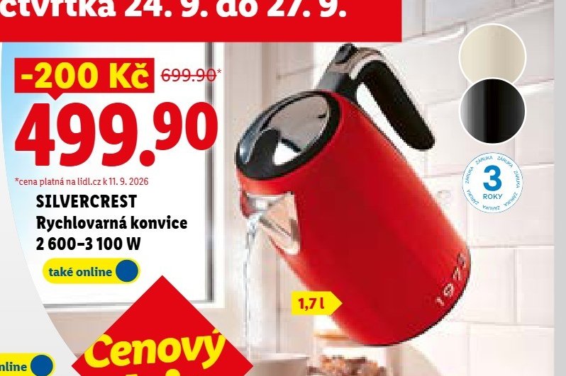 SILVERCREST Rychlovarná konvice 2 600-3 100 W