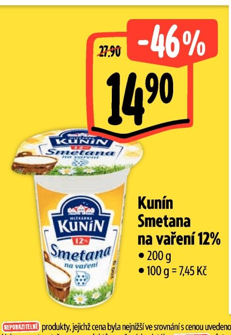 Kunín Smetana na vaření 12%