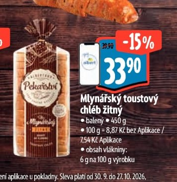 Mlynářský toustový chléb žitný