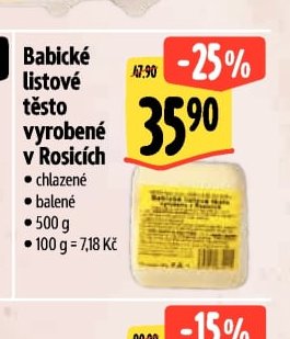 Babické listové těsto vyrobené v Rosicích