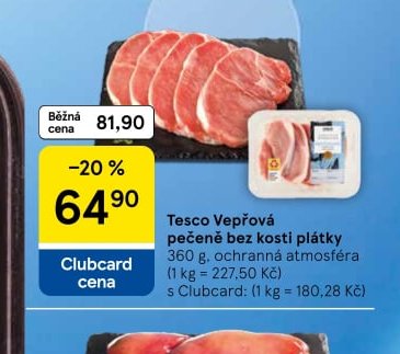 Tesco Vepřová pečeně bez kosti plátky 360 g