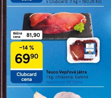 Tesco Vepřová játra 1 kg
