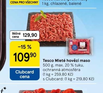 Tesco Mleté hovězí maso 500 g
