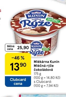 Mlékárna Kunín Mléčná rýže čokoládová 175 g