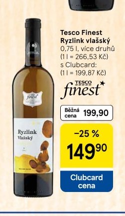 Tesco Finest Ryzlink vlašský