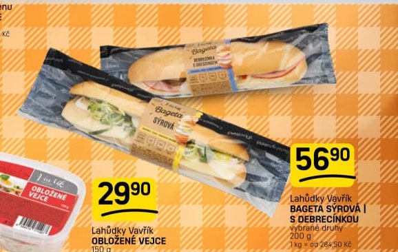 Lahůdky Vavřík BAGETA SÝROVÁ | S DEBRECÍNKOU