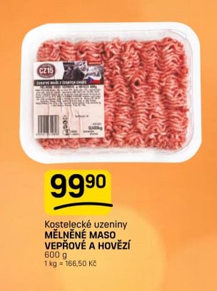 Kostelecké uzeniny MĚLNĚNÉ MASO VEPŘOVÉ A HOVĚZÍ