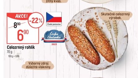 Celozrnný rohlík