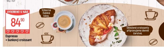 Espresso + šunkový croissant