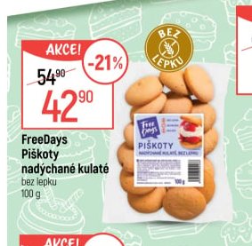 FreeDays Piškoty nadýchané kulaté bez lepku