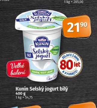 Kunín Selský jogurt bílý